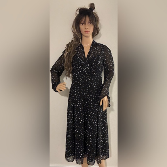 Anne Klein Dresses & Skirts - Anne Klein Black Long Sleeve Polka Dot Dress